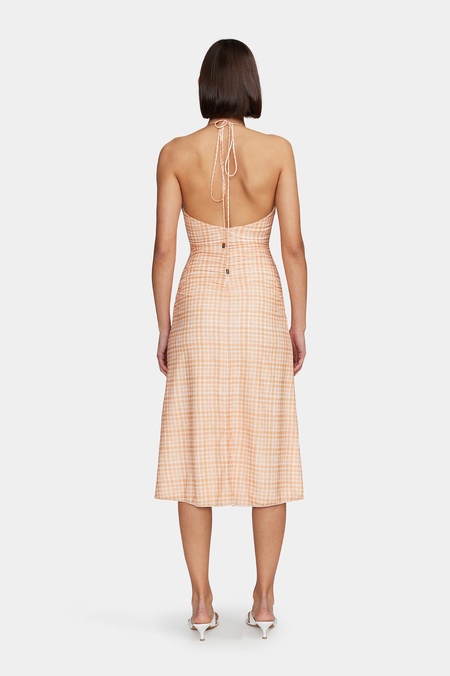 Ama Midi Dress Peach Gingham